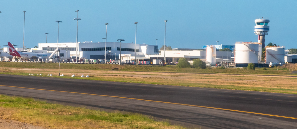 Cairns airport and air traffic control tower.