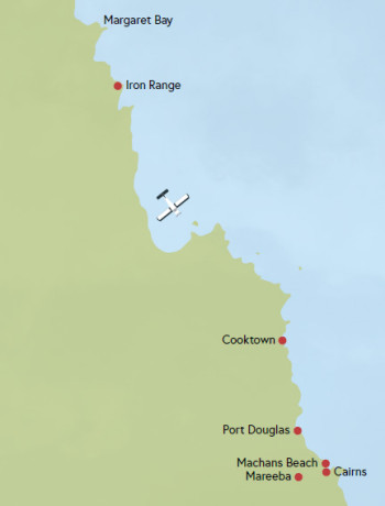 Map showing pilot’s route towards Cairns.