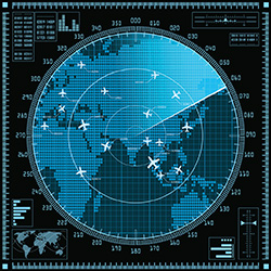 Radar image with planes